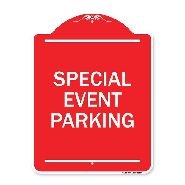 Amistad 18 x 24 in. Designer Series Sign - Special Event Parking, Red & White AM2160681